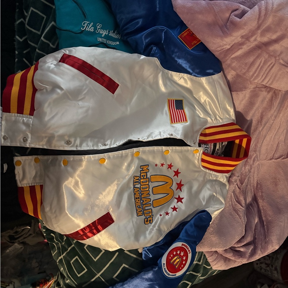 All star elite Satin Jacket with Red and Yellow Accents